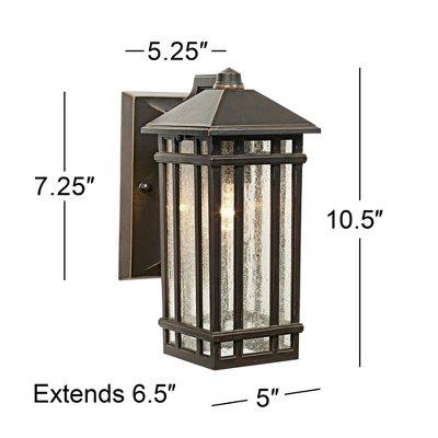 Kathy Ireland Sierra Craftsman Mission Outdoor Wall Light Fixtures Set Of 2 Rubbed Bronze 10 1/2" Seedy Glass Panels For Post Exterior Light Barn Deck 8 Kathy Ireland Sierra Craftsman Mission Outdoor Wall Light Fixtures Set Of 2 Rubbed Bronze 10 1/2" Seedy Glass Panels For Post Exterior Light Barn Deck - Image 6