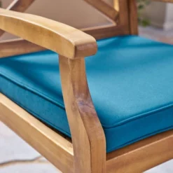 Juniper 7pc Acacia Wood Dining Set - Teak/Blue - Christopher Knight Home -Sunnydaze Decor Store GUEST 6b46988b 50fb 4405 9266 3a63e4eced45