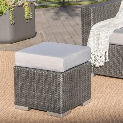 Santa Rosa Wicker Outdoor Patio Ottoman Seat - Gray/Silver - Christopher Knight Home 3 Santa Rosa Wicker Outdoor Patio Ottoman Seat - Gray/Silver - Christopher Knight Home