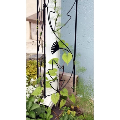 46" Tall Iron Downspout Decorative Garden Trellis Black Powder Coat Finish - Achla Designs 3 46" Tall Iron Downspout Decorative Garden Trellis Black Powder Coat Finish - Achla Designs
