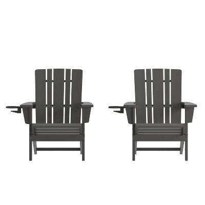 Emma And Oliver Set Of 2 Adirondack Chairs With Cup Holders, Weather Resistant HDPE Adirondack Chairs 13 Emma And Oliver Set Of 2 Adirondack Chairs With Cup Holders, Weather Resistant HDPE Adirondack Chairs - Image 11