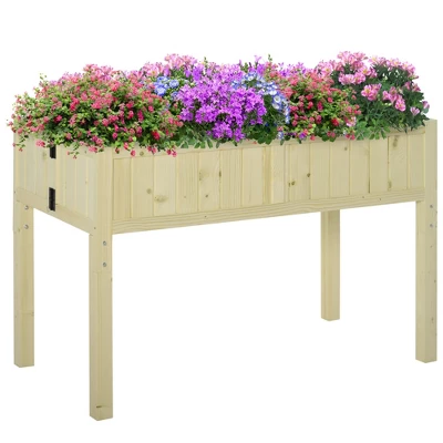 Outsunny Raised Garden Bed Elevated Wooden Planter Box With Space-Saving Folding Design, Drainage Holes, & Inner Liner For Vegetable Fruit Herb Grow 5 Outsunny Raised Garden Bed Elevated Wooden Planter Box With Space-Saving Folding Design, Drainage Holes, & Inner Liner For Vegetable Fruit Herb Grow - Image 3