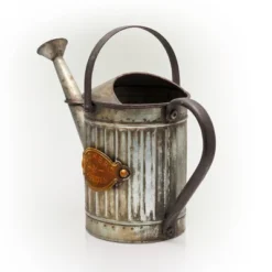 12" Metal Watering Flower Can Silver - Alpine Corporation