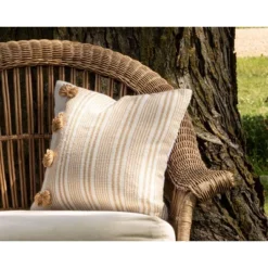 Brown Striped Hand Woven 18x18" Outdoor Decorative Throw Pillow With Pulled Yarn Bouquets - Foreside Home & Garden 9 Brown Striped Hand Woven 18x18" Outdoor Decorative Throw Pillow With Pulled Yarn Bouquets - Foreside Home & Garden -Sunnydaze Decor Store GUEST 6c2805fa 92a1 4226 9e57 10a087b2d3fe