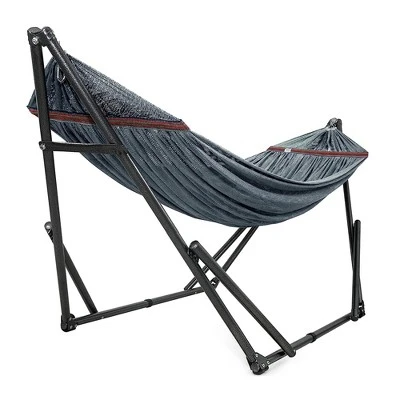 Tranquillo Universal 116 Inch Double Hammock Swing With Adjustable Powder-Coated Steel Stand And Carry Bag For Indoor Or Outdoor Use, Gray 3 Tranquillo Universal 116 Inch Double Hammock Swing With Adjustable Powder-Coated Steel Stand And Carry Bag For Indoor Or Outdoor Use, Gray