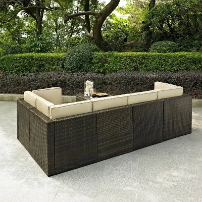 Palm Harbor 6pc All-Weather Wicker Patio Seating Set - Sand - Crosley 9 Palm Harbor 6pc All-Weather Wicker Patio Seating Set - Sand - Crosley - Image 7