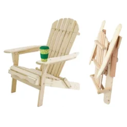 LuxenHome Unfinished Hemlock Wood Outdoor Adirondack Chair -Sunnydaze Decor Store GUEST 6d0540d4 a5a1 4c48 b296 ffe59696651e