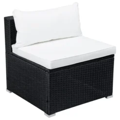 9pc Wicker Patio Seating Set With Cushions - Black/Beige - GODEER -Sunnydaze Decor Store GUEST 6d12e7cf 2851 4e19 82e3 eeec3817add2