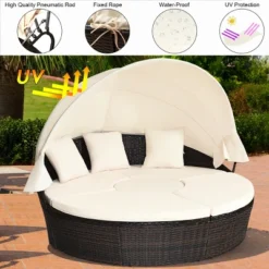Costway Patio Rattan Daybed Cushioned Sofa Adjustable Table Top Canopy 3 Pillows 13 Costway Patio Rattan Daybed Cushioned Sofa Adjustable Table Top Canopy 3 Pillows -Sunnydaze Decor Store GUEST 6d945700 89a2 43f6 963c acab0f1d4978