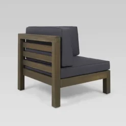 Oana 5pc Acacia Wood V-Shaped Sectional Sofa Set - Gray/Dark Gray - Christopher Knight Home -Sunnydaze Decor Store GUEST 6e03ff39 e1ad 4263 8240 4cef1a2c3580