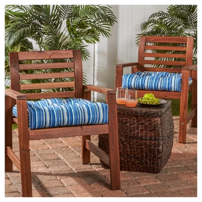 Set Of 2 Coastal Stripe Outdoor Seat Cushions - Kensington Garden 3 Set Of 2 Coastal Stripe Outdoor Seat Cushions - Kensington Garden