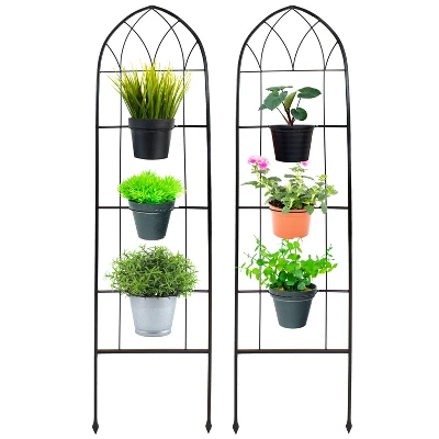 Sunnydaze Decor Sunnydaze 2-Piece Arched Climbing Plants Wall Trellis With Flower Pot Supports 8 Sunnydaze Decor Sunnydaze 2-Piece Arched Climbing Plants Wall Trellis With Flower Pot Supports - Image 6