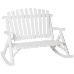 Outsunny Wooden Rocking Chair, Indoor Outdoor Porch Rocker With Slatted Design, High Back For Backyard, Garden -Sunnydaze Decor Store GUEST 6eba0848 3e31 4265 ae89 dec61e8c79a3