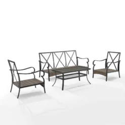 4pc Dahlia Outdoor Steel Conversation Set Taupe/Matte Black - Crosley -Sunnydaze Decor Store GUEST 6f673cc1 34c0 46ed bc27 4542af3ddd3b