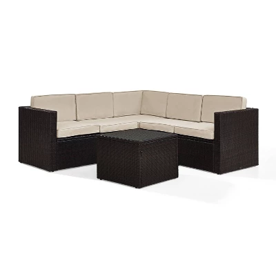 Palm Harbor 6pc All-Weather Wicker Patio Seating Set - Sand - Crosley 3 Palm Harbor 6pc All-Weather Wicker Patio Seating Set - Sand - Crosley