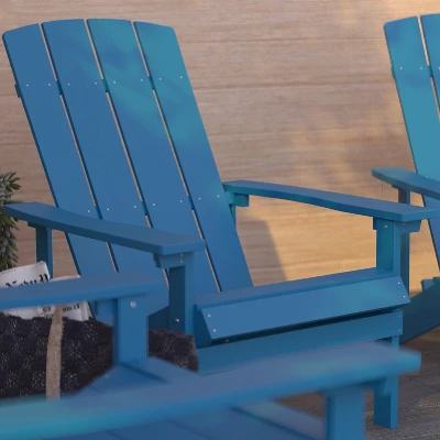 Merrick Lane Set Of 4 All-Weather Poly Resin Wood Adirondack Chairs 5 Merrick Lane Set Of 4 All-Weather Poly Resin Wood Adirondack Chairs - Image 3