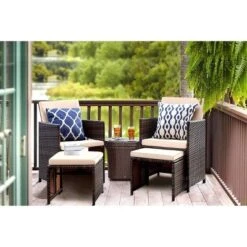 4pc Outdoor Wicker Rattan Set With Cushioned Chairs & Ottomans - Devoko -Sunnydaze Decor Store GUEST 7186b9e2 b316 4903 a6e2 d483a673c9d5