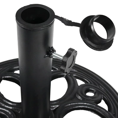 Sunnydaze Decor Sunnydaze Outdoor Heavy-Duty Cast Iron Decorative Patio Yard Round Umbrella Base Stand - 18" - Black 5 Sunnydaze Decor Sunnydaze Outdoor Heavy-Duty Cast Iron Decorative Patio Yard Round Umbrella Base Stand - 18" - Black - Image 3