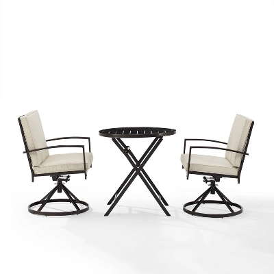 3pc Kaplan Outdoor Steel Bistro Set Oatmeal/Bronze - Crosley 7 3pc Kaplan Outdoor Steel Bistro Set Oatmeal/Bronze - Crosley - Image 5