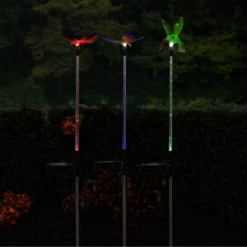 3pc Butterfly, Hummingbird, And Dragonfly Solar Fiber LED Pathway Garden Stakes - Alpine Corporation -Sunnydaze Decor Store GUEST 72eb5f48 db14 40f1 a937 e82ed4a99db6