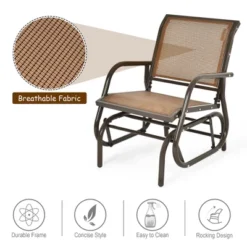 Costway Outdoor Single Swing Glider Rocking Chair Armrest Garden Porch Backyard GreyBrown 15 Costway Outdoor Single Swing Glider Rocking Chair Armrest Garden Porch Backyard GreyBrown -Sunnydaze Decor Store GUEST 72fc966a f8fd 460e a128 80e5cb2bd2c0