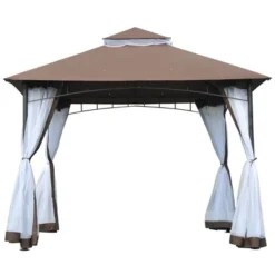 Outsunny 116.25" X 116.25" Outdoor Patio Gazebo Canopy Tent With Mesh Sidewalls, 2-Tier Canopy For Backyard, Coffee 9 Outsunny 116.25" X 116.25" Outdoor Patio Gazebo Canopy Tent With Mesh Sidewalls, 2-Tier Canopy For Backyard, Coffee -Sunnydaze Decor Store GUEST 730bacfa 3e96 4b09 bdc8 1f88ea704b17