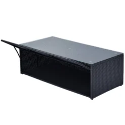 6pc Wicker Patio Conversation Set With Sofa, Arm Chairs, Ottomans & Coffee Table - Black/Beige - GODEER -Sunnydaze Decor Store GUEST 73a621e2 5028 4da2 8154 97dff6566867