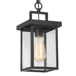 Square Glass/Metal Outdoor Pendant Lamp Black - LNC -Sunnydaze Decor Store GUEST 73af8d02 717d 40a6 9217 ab20af16d68d