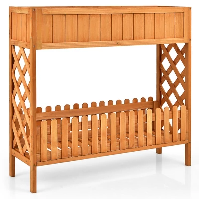 Costway 2-Tier Raised Garden Bed Elevated Wood Planter Box For Vegetable Flower Herb 11 Costway 2-Tier Raised Garden Bed Elevated Wood Planter Box For Vegetable Flower Herb - Image 9