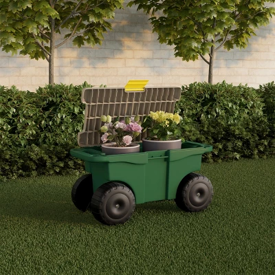 Nature Spring Garden Storage Wagon Cart With Seat And Removable Tool Tray - Green, Black, Gray 3 Nature Spring Garden Storage Wagon Cart With Seat And Removable Tool Tray - Green, Black, Gray