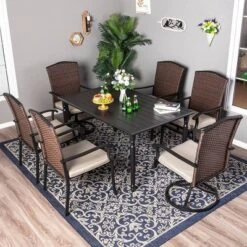 Outdoor Steel Rectangle Dining Table With 1.77" Umbrella Hole - Captiva Designs 22 Outdoor Steel Rectangle Dining Table With 1.77" Umbrella Hole - Captiva Designs -Sunnydaze Decor Store GUEST 740734bf d6c5 4865 af45 b85af56662bd