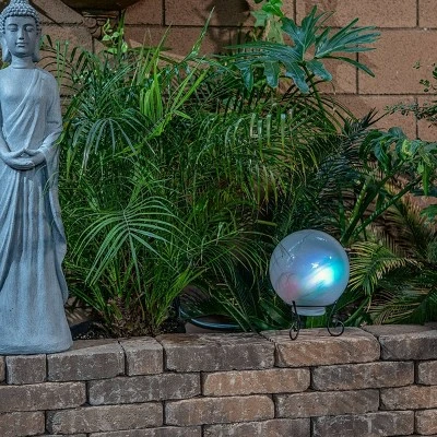 8" Glass Gazing Globe With Color Changing LED Lights White - Alpine Corporation 4 8" Glass Gazing Globe With Color Changing LED Lights White - Alpine Corporation - Image 2