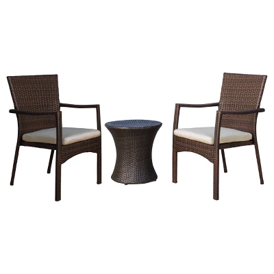 Corsica 3pc All-Weather Wicker Patio Chair Set - Brown - Christopher Knight Home 3 Corsica 3pc All-Weather Wicker Patio Chair Set - Brown - Christopher Knight Home