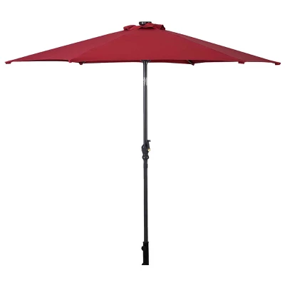 Tangkula 9' Outdoor Patio Umbrella Offset W/LED Light No Base Beige/Burgundy/Tan 7 Tangkula 9' Outdoor Patio Umbrella Offset W/LED Light No Base Beige/Burgundy/Tan - Image 5