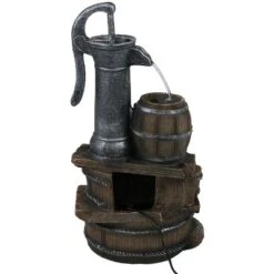 Sunnydaze Decor Sunnydaze 23"H Electric Polyresin Cozy Farmhouse Pump And Tiered Barrels Outdoor Water Fountain With LED Lights -Sunnydaze Decor Store GUEST 753feac1 8910 4a93 85b1 c2a6ae46f170