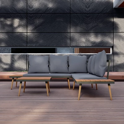 Stellar 4pc Outdoor Aluminum Sectional Set With Tables & Cushions - DUKAP 11 Stellar 4pc Outdoor Aluminum Sectional Set With Tables & Cushions - DUKAP - Image 9