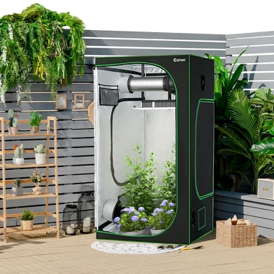 Costway 4x4 Grow Tent, 48''x48''x80'' High Reflective Mylar W/Observation Window GrayBlack 9 Costway 4x4 Grow Tent, 48''x48''x80'' High Reflective Mylar W/Observation Window GrayBlack - Image 7