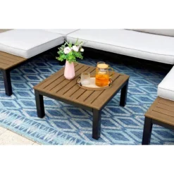 Captiva Designs 6pc Outdoor Conversation Set With Sectional Sofa Beige