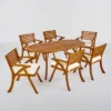 Hermosa 7pc Acacia Wood Oval Dining Set - Teak/Cream - Christopher Knight Home -Sunnydaze Decor Store GUEST 7583e471 606c 4236 8e9f 28ca2784613f