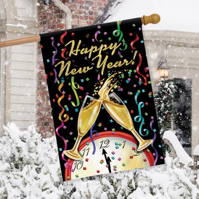 Briarwood Lane Happy New Year House Flag Champagne Confett Clock 4 Briarwood Lane Happy New Year House Flag Champagne Confett Clock - Image 2