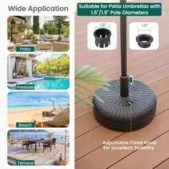 Costway 18'' Patio Fillable Round Umbrella Base Stand Holder Fit Pole 1.5''/1.9'' Weighted -Sunnydaze Decor Store GUEST 7615089f 9743 4fef ba36 3f7e16566a84