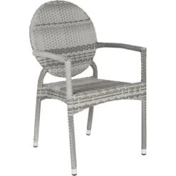Valdez Indoor Outdoor French Bistro Stacking Arm Chair (Set Of 2) - Grey - Safavieh -Sunnydaze Decor Store GUEST 764a558e 34c7 4182 81eb 173246471b5b