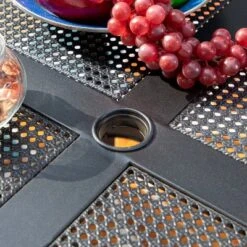 Captiva Designs 5pc Steel Outdoor Patio Dining Set With Patterned Arm Chairs & Square Table With Umbrella Hole Black 11 Captiva Designs 5pc Steel Outdoor Patio Dining Set With Patterned Arm Chairs & Square Table With Umbrella Hole Black -Sunnydaze Decor Store GUEST 76730566 2d9a 49fd b5b4 5b207903bb69