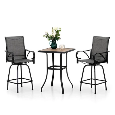 2pk Outdoor Swivel Bar Stools With Metal Frame & Sling Fabric - Captiva Designs 11 2pk Outdoor Swivel Bar Stools With Metal Frame & Sling Fabric - Captiva Designs - Image 9