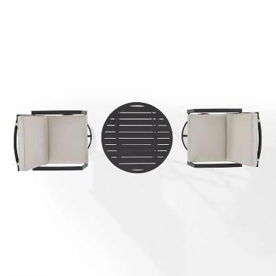 3pc Kaplan Outdoor Steel Bistro Set Oatmeal/Bronze - Crosley 8 3pc Kaplan Outdoor Steel Bistro Set Oatmeal/Bronze - Crosley - Image 6