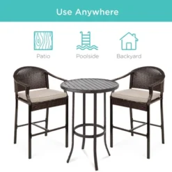 Best Choice Products 3-Piece Outdoor Wicker Bistro Bar Height Set For Patio, Garden W/ Barstools, Steel Frame 14 Best Choice Products 3-Piece Outdoor Wicker Bistro Bar Height Set For Patio, Garden W/ Barstools, Steel Frame -Sunnydaze Decor Store GUEST 7737588f 5673 47ba a0b1 de45b83a63a0