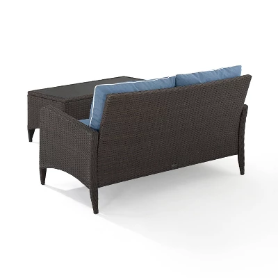 Kiawah 2pc Wicker Patio Seating Set - Blue - Crosley 4 Kiawah 2pc Wicker Patio Seating Set - Blue - Crosley - Image 2