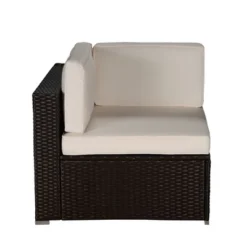 5pc Outdoor Rattan Wicker Conversation Set - Brown/Beige/Red - GODEER -Sunnydaze Decor Store GUEST 78686e17 aa77 4037 a7bc ae3cfff07993 1