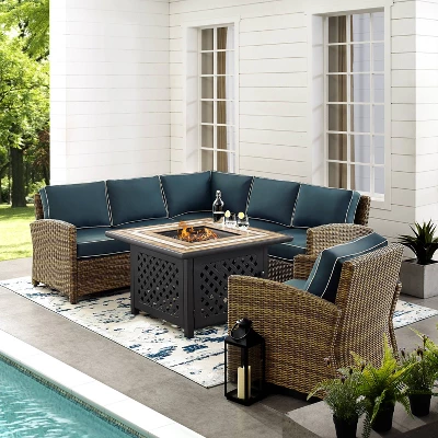 Bradenton 5pc Outdoor Wicker Seating With Fire Table - Crosley 5 Bradenton 5pc Outdoor Wicker Seating With Fire Table - Crosley - Image 3