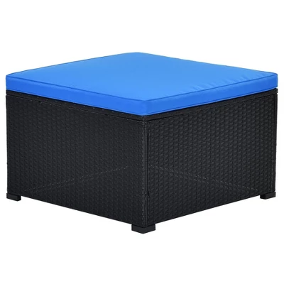 5pc Wicker Patio Sectional Seating Set With Cushions - Black/Blue - GODEER 11 5pc Wicker Patio Sectional Seating Set With Cushions - Black/Blue - GODEER - Image 9